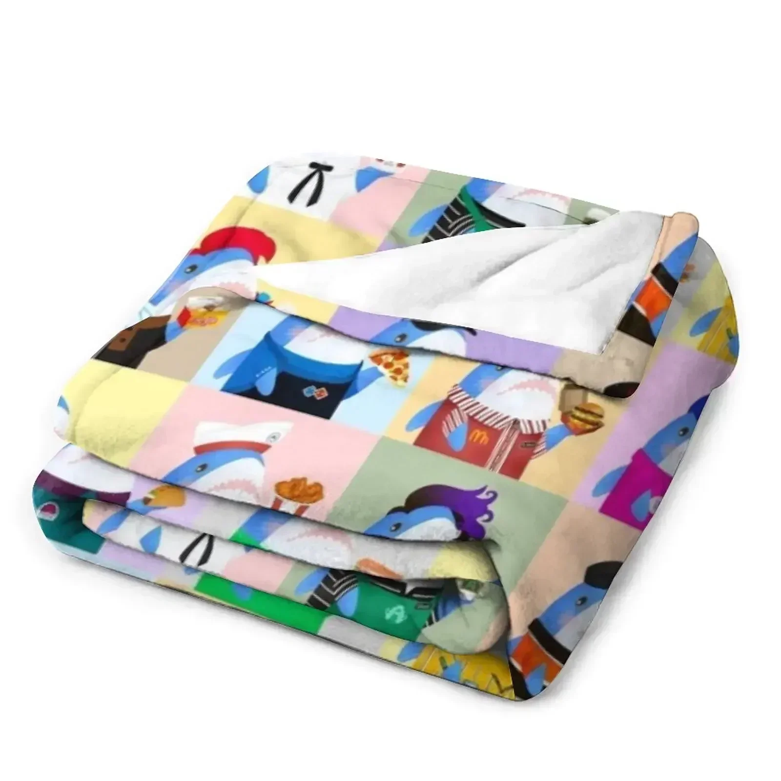 Brucie Blahaj фаст-фуд/смагие пищевые узоры Одеяло Роскошные утолщенные волосатые