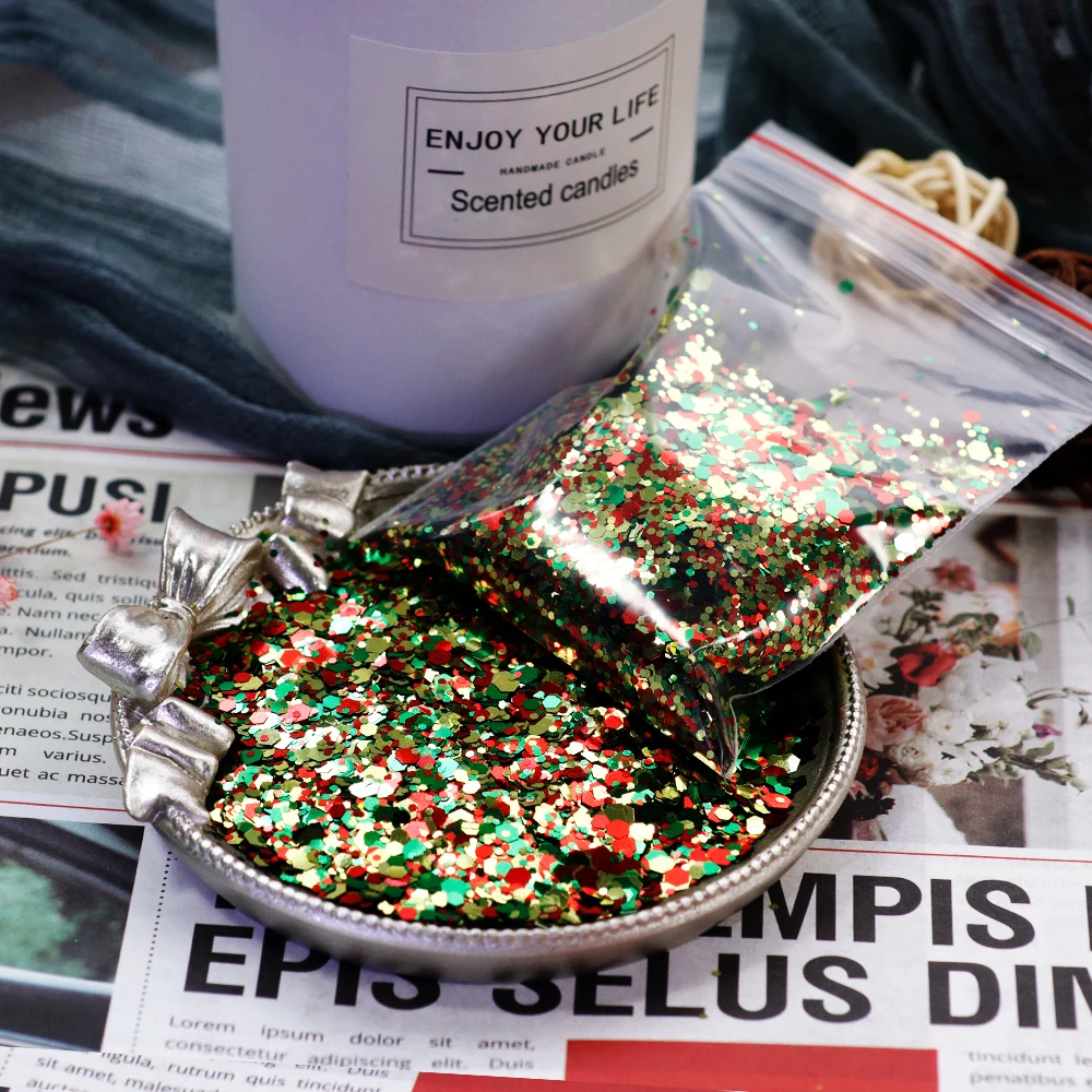 50 г Рождественский лазерный объемный блеск смешанные блестки - Цена: 171.62