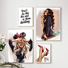 Модная сексуальная девушка, парфюм, книга, постер для макияжа, настенное искусство, холст, живопись, принты, фотография украшения спальни