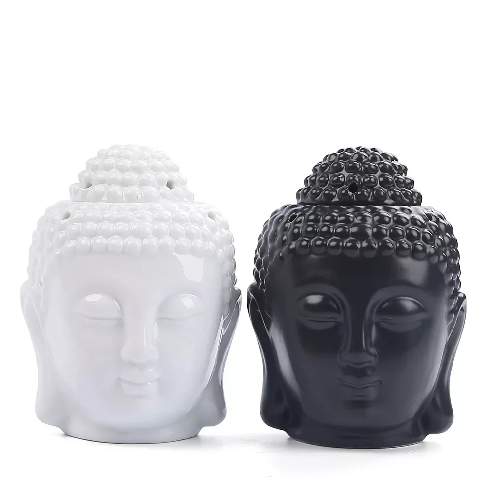 

Ceramic Buddha Head Aromatherapy Oil Burner Aroma Essential Oil Diffuser Indian Buddha Tibetan Incense Burner Tealight Holders