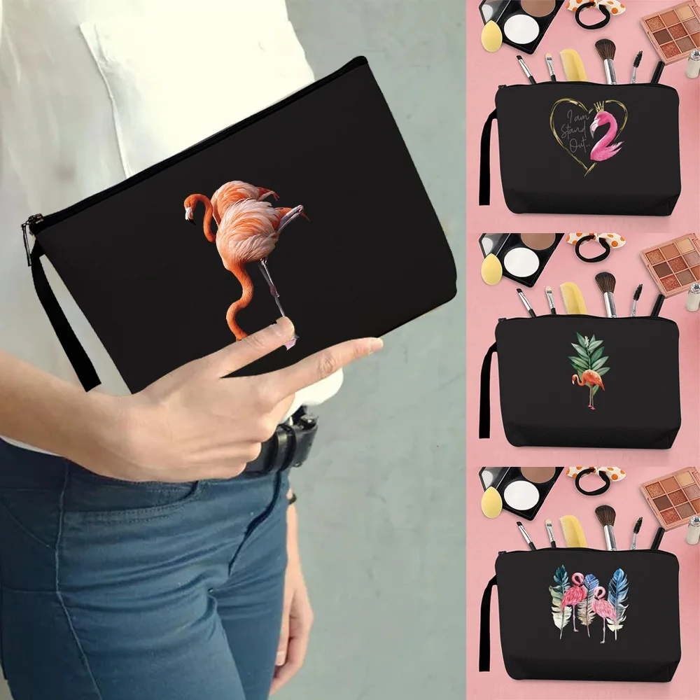 

Cosmetic Bags Cases Clutch Toiletry Organizer Women Zipper Makeup Pouch Party Wedding Bag Pencil Case Purse Flamingo Series