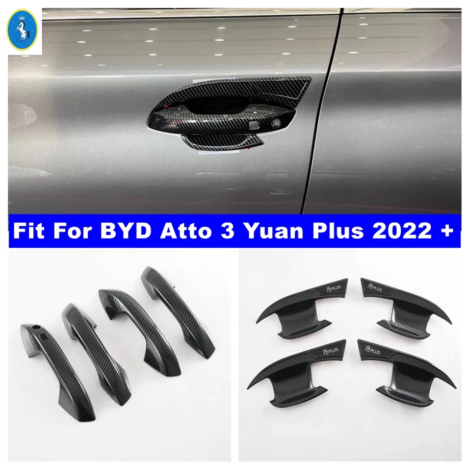 

Carbon Fiber Car Door Handle Bowl Decor Protector Cap Cover Trim For BYD Atto 3 Yuan Plus 2022 2023 LHD RHD Exterior Accessories