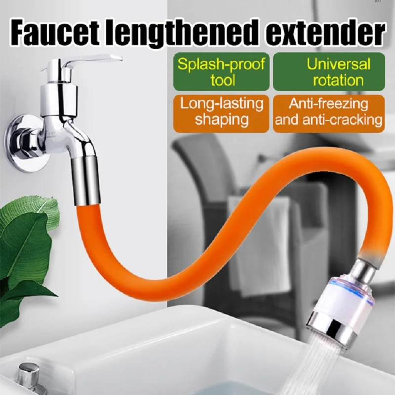 

Faucet Extension Extender Bathroom 360° Rotation Adjust Free Bending Faucet Splash-proof Universal Extension Tube For Wash Basin