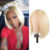 blonde short bob lace front wigs straight 613 lace frontal wig 13x4 pre plucked synthetic t part lace wig for balck women