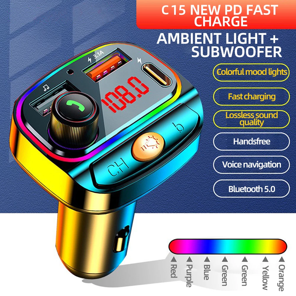 

FM-трансмиттер автомобильный с поддержкой Bluetooth 5,0 и двумя USB-портами