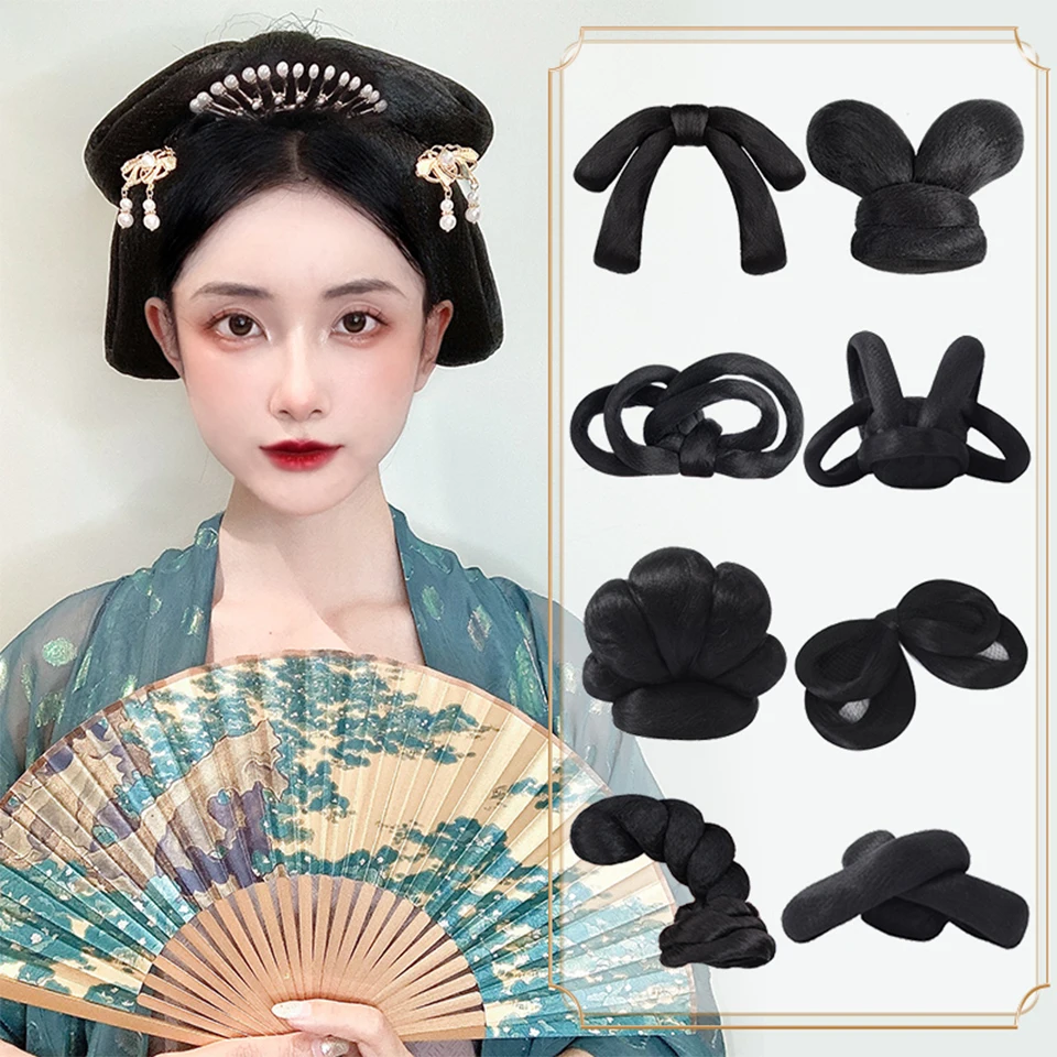 

Синтез Hanfu старинный костюм парик сумка ленивый цельный головной убор в старинном стиле наложница головной убор