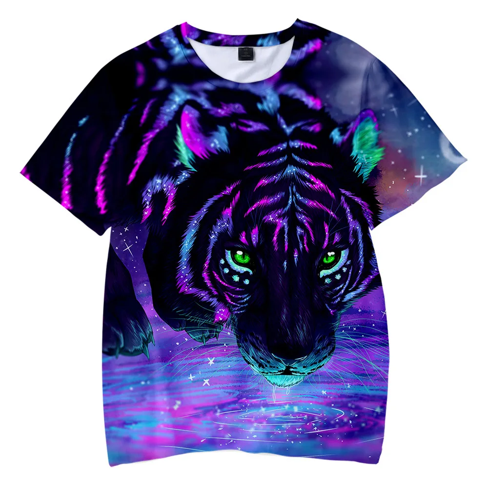 

Colour Tigger Face Tshirt Summer 3D Printing T Shirt Oversized T-shirt Short Sleeve Shirt Unisex Children's Clothing Tees Tops