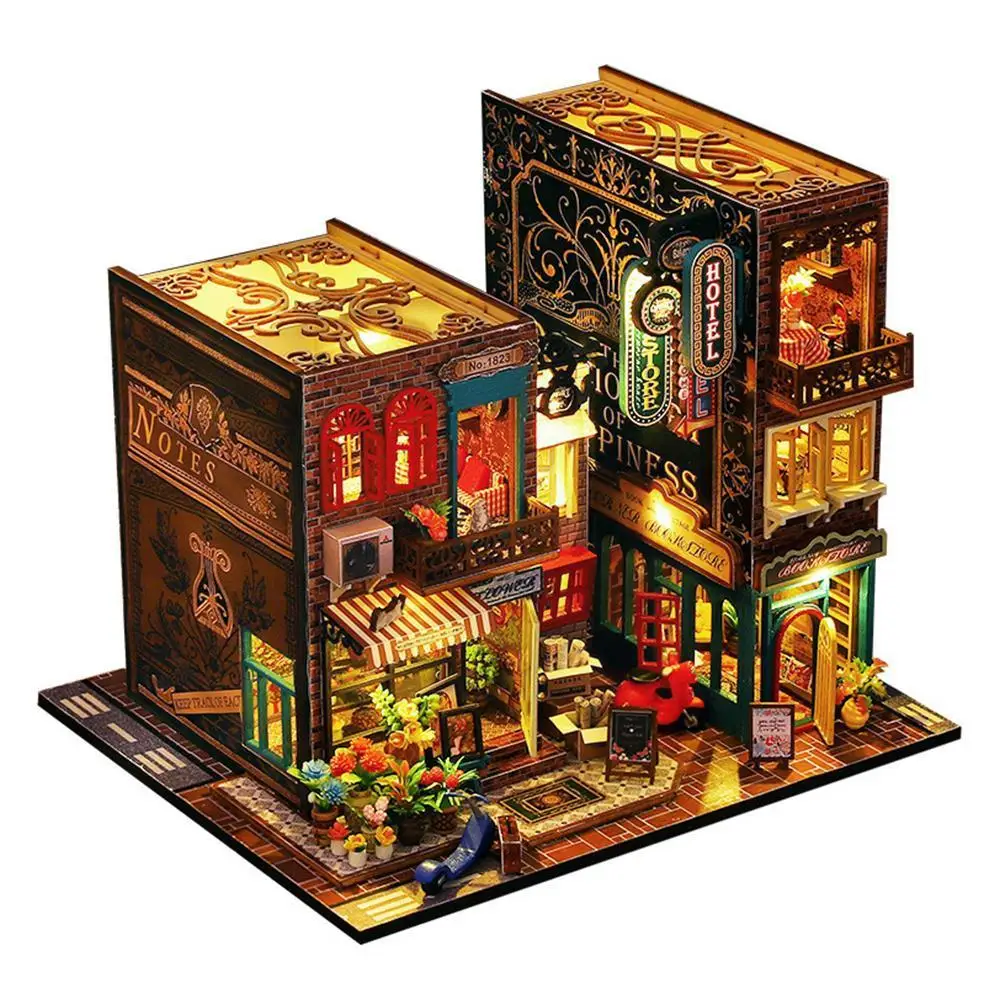 

Diy Wooden Scarbrough Hotel Book Nook Miniatures Shelf Insert Doll Houses Building Kits Bookshelf Toys For Adults Birthday X1N4
