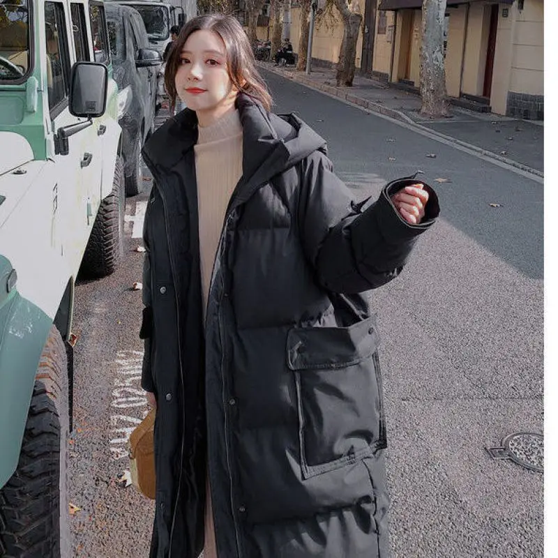 2022  winter new women's winter down jacket plus long-sleeved jacket to keep warm fashion trend coat hooded loose thickening