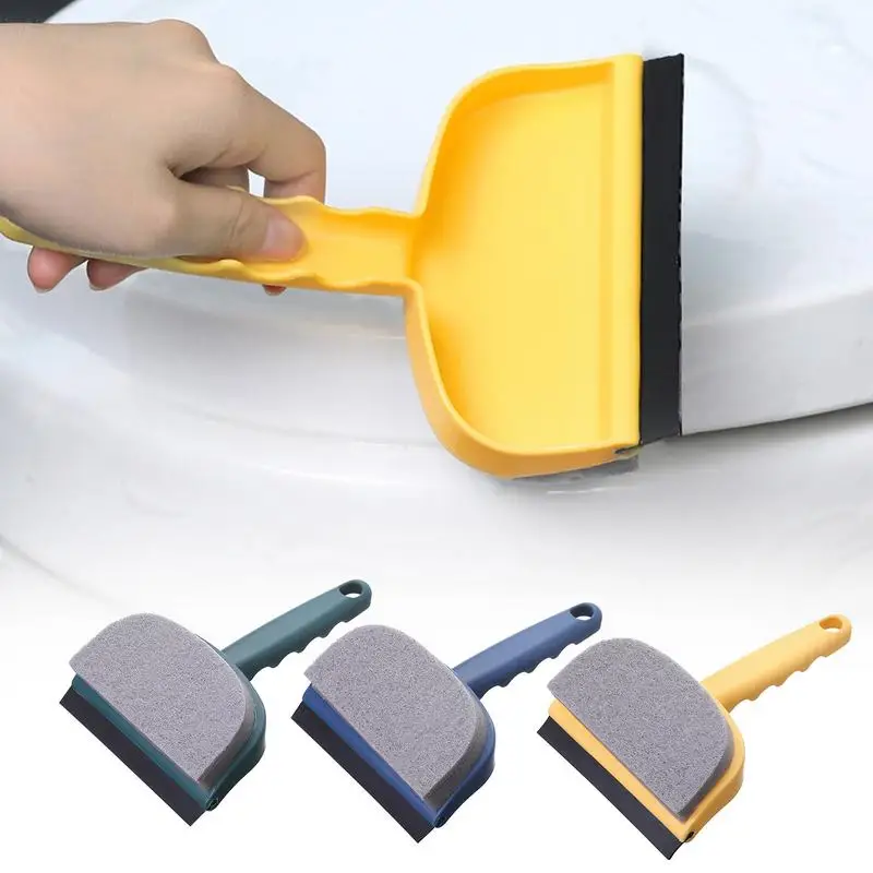 

Window Screen Cleaning Tool Shower Squeegee With Scrub Sponge Dual-purpose Cleaning Brush Detachable Windows Cleaner With Handle