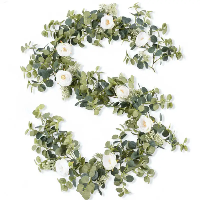 

Artificial Flowers Garland Fake Peony Eucalyptus Plants Rattan Vine Greenery Hanging for Table Wedding Birthday Party Decor