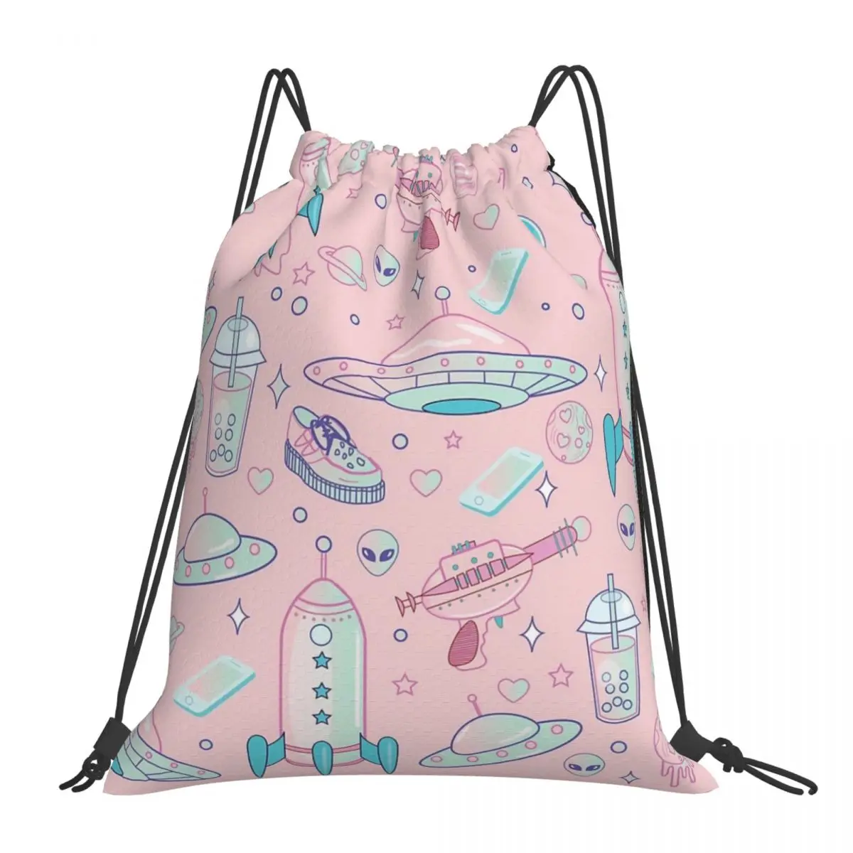 

Рюкзаки на шнурке для мужчин и женщин, повседневные портативные спортивные сумки с рисунком Галактики, с карманами, для студентов