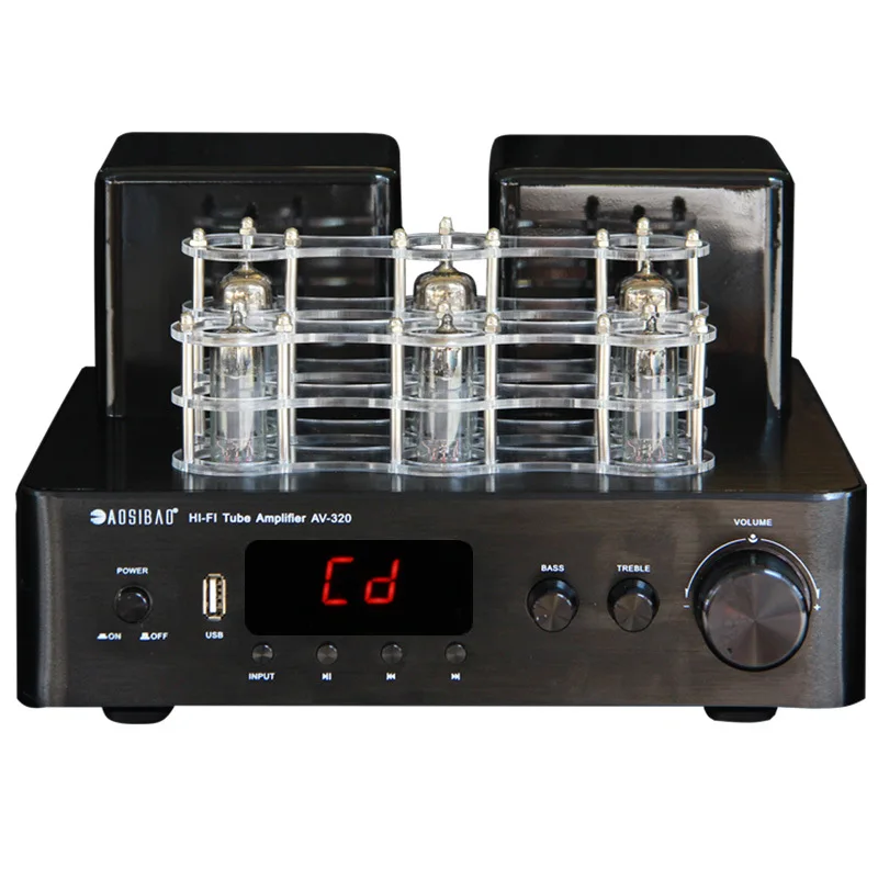 AV320 Vacuum Tube Amplifier Home Bluetooth Coaxial Optical Input Stereo Lossless Decoding USB Preamplifier AMP
