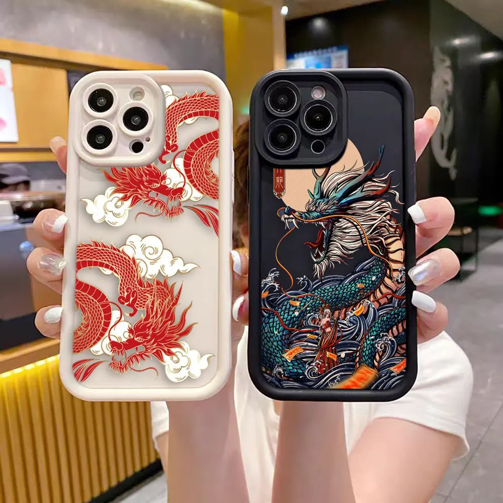 Чехол для телефона с рисунком дракона флуоресцентный чехол REALME C21Y C25Y C30 C33 C35 C53 C55