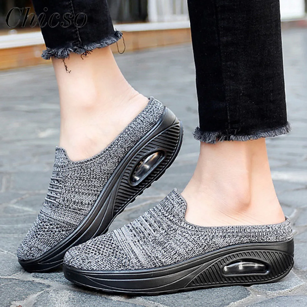 

Women's Slip On Shoes 2022 Summer Cushion Mesh Ladies Height-Increasing Breathable Casual Shoes 35-43 Large-Sized Walking Loafer