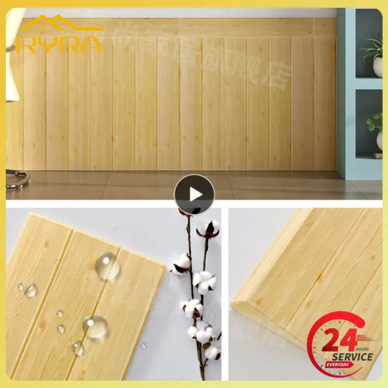 

1~40PCS 3D Wall Sticker Wall Wood stripe Wallpaper Self-Adhesive Waterproof Panel For DIY Living Room Bedroom TV Background