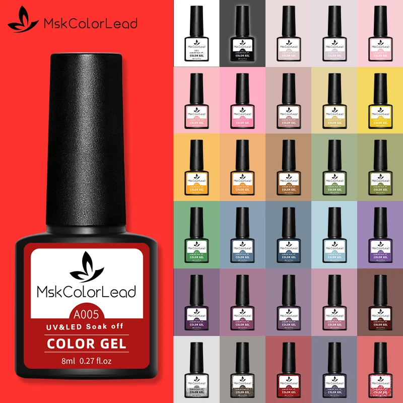 

Msk Color Lead 8ML Nail Gel Polish 60 Colors For Baking Nail Art Manicure Semi Permanent UV LED Gel Polish Varnish Nail Gel