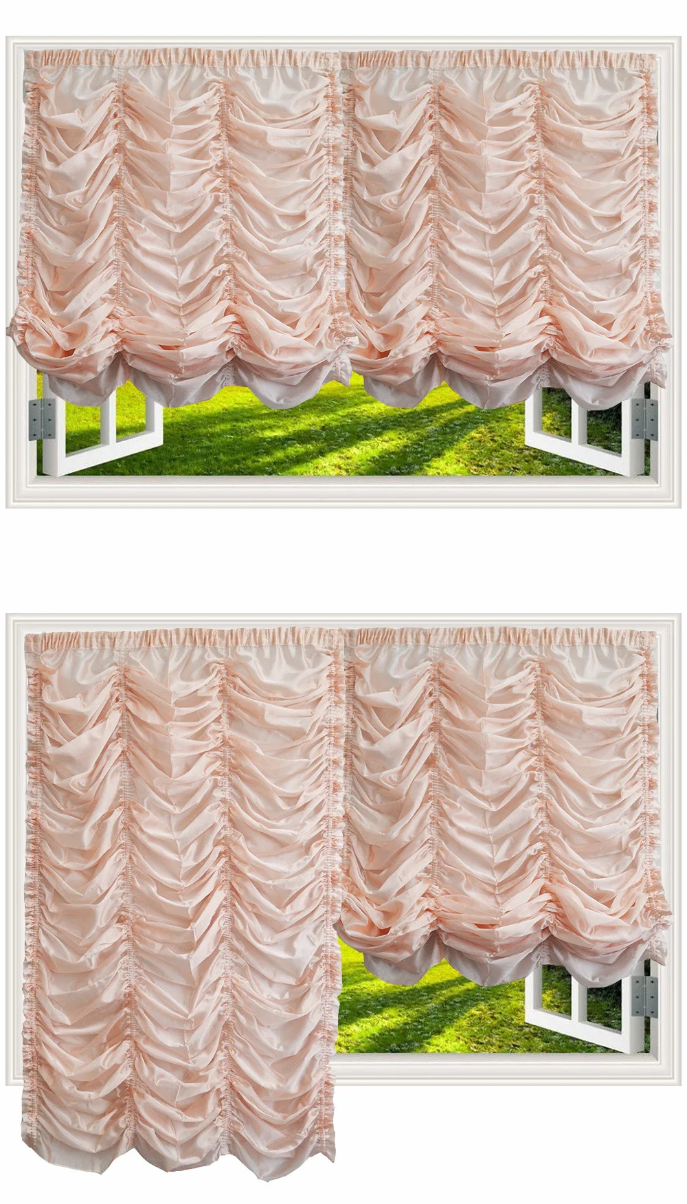 Unique Luxury Gold Austria Curtain Puff Drape Balloon Blind White Sheer Tulle Voile Self Adhesive Europe Style | Дом и сад