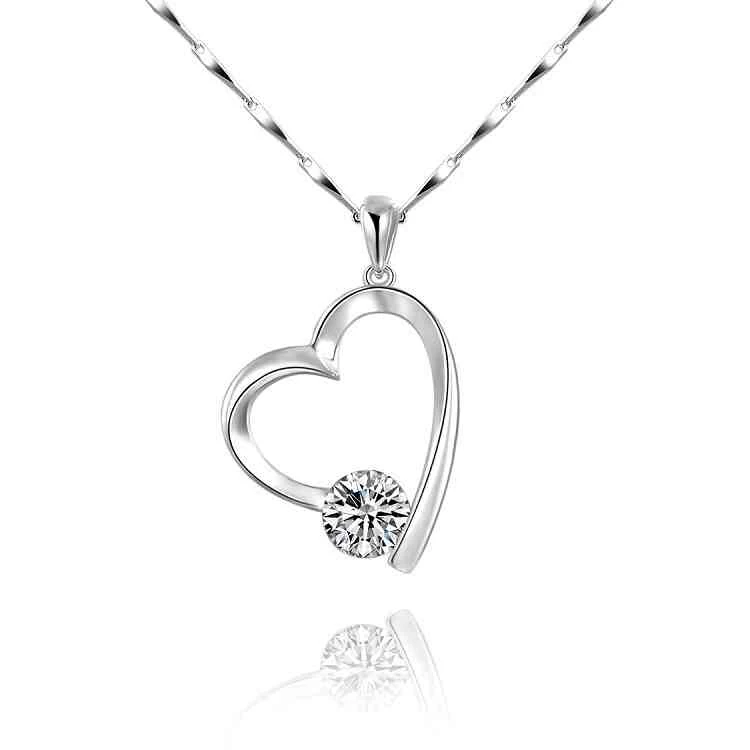 

2023 Роскошная Хрустальная подвеска в виде сердца с фианитами колье темперамент серебряный цвет ключицы цепи ожерелья для женщин Свадебные у...