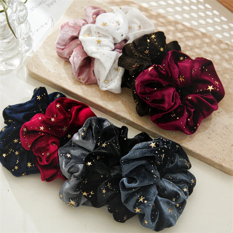 

2023 Women Winter Star Velvet Hair Scrunchies Hair Accessories Lady's Ponytail Holder Hair Rubber Bands Accessories Hairbands