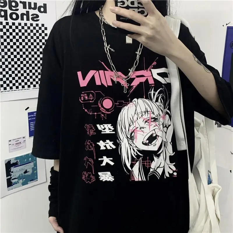 

Dark Hello Black Gothic Style Fashion T Shirts Women Kawaii Japanese Oversized Tshirt Vintage Clothes E Girl Teenage T-shirt