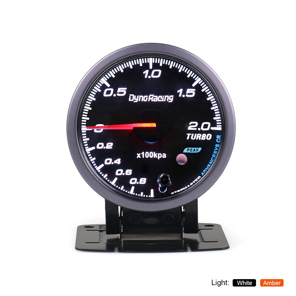 

12.5 Inch 60mm Boost Turbo Gauge 3 BAR White&Amber Dual Led Display With Peak Warning