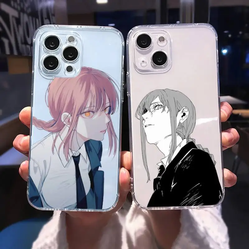 

Makima Chainsaw Man manga Phone Case Transparent soft For iphone 12 11 13 7 8 6 s plus x xs xr pro max mini