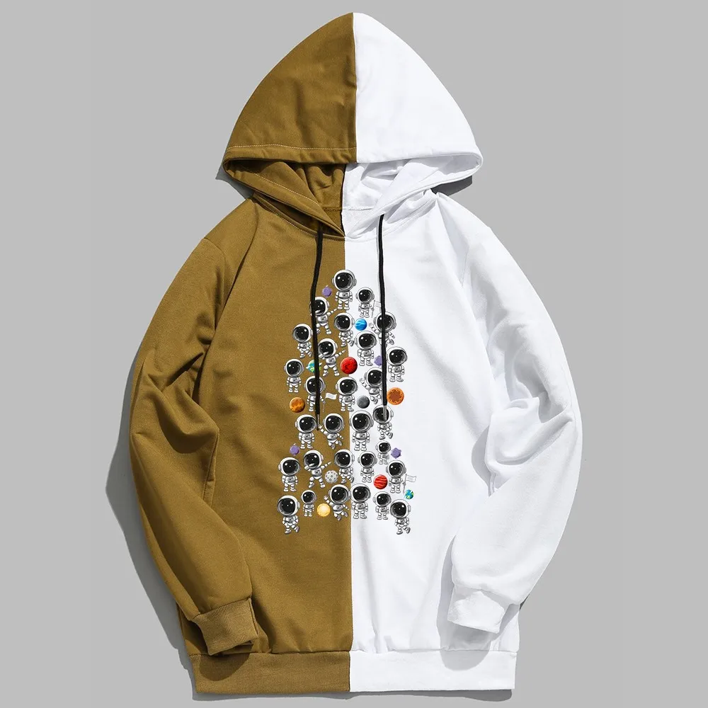 

Astronaut Travels In Space Unisex Hoodies Man Space Earth Mens Patchwork Sweatshirts Warm Sportswear Male Pullover Streetwear