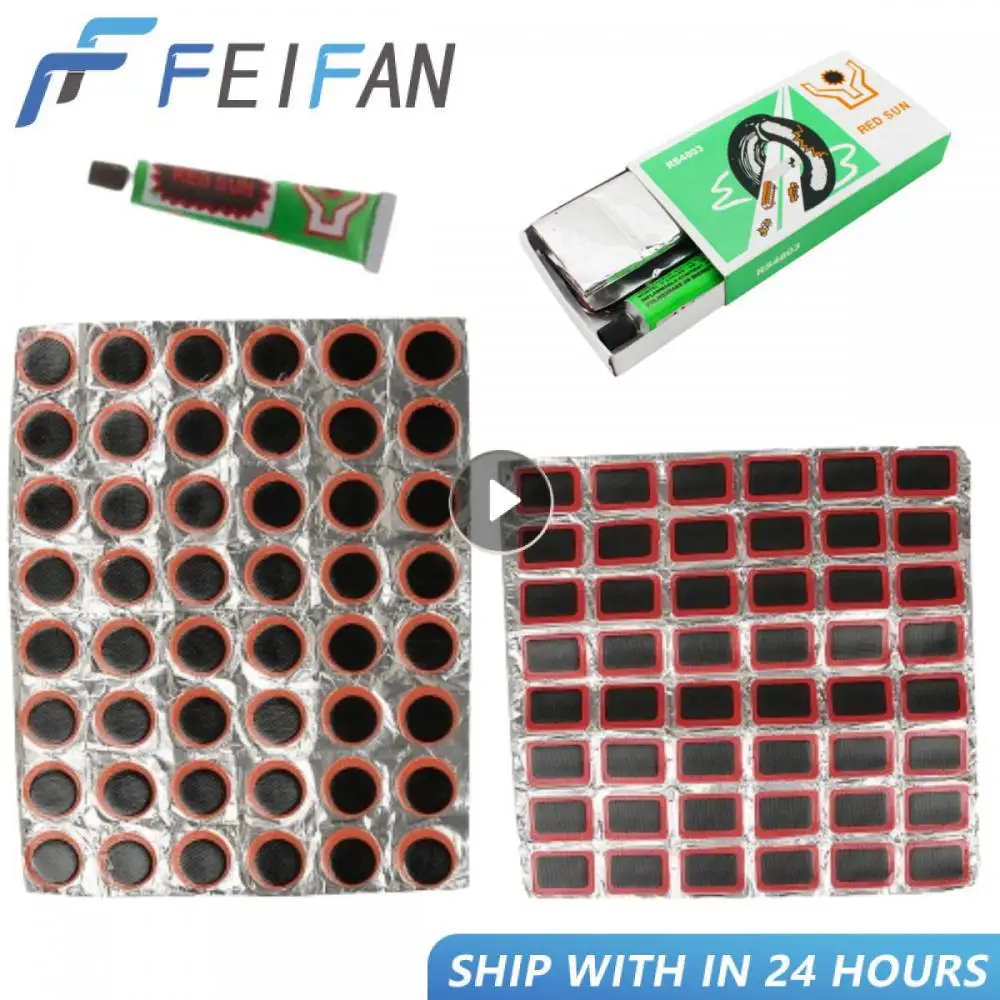 

New 48pcs Tire Patch Rubber Bike Tyre Repair Pad Portable Tire Inner Tube Pad Round Square Bicycle Repair Tools Accessories