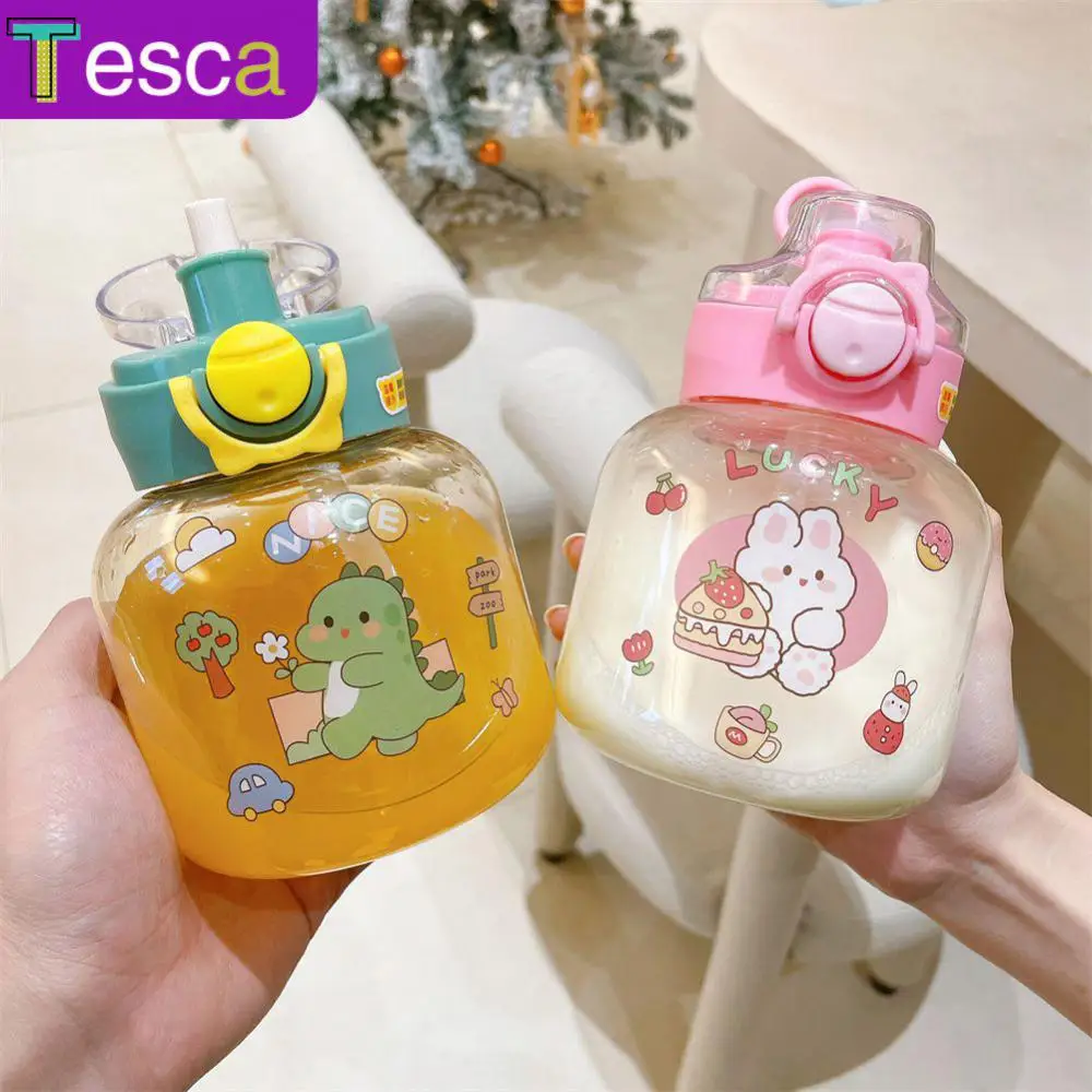 

Simple Rietjes Plastic Cup Water Bottle Fashion Elastic Lid Kettle Fat Dudu Cup Children's Lovely Straw Cup Kitchen Accessories