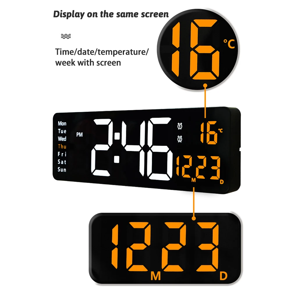 Большие цифровые настенные часы в скандинавском стиле светодиодсветодиодный