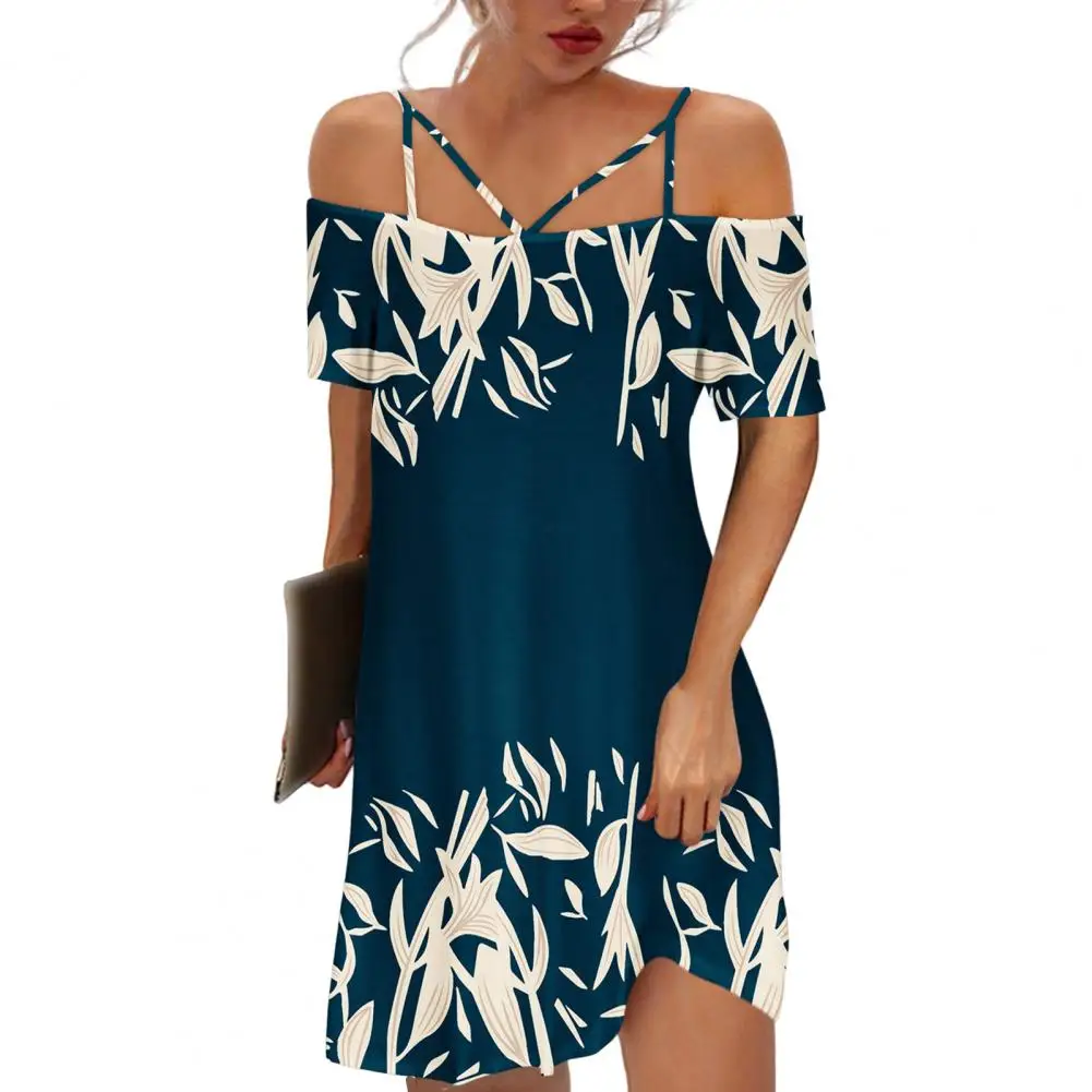 

All-Match Breathable Summer Women Simple Casual Printing Mini Dress Streetwear
