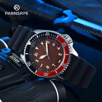 parnsrpe automatic mens nh35a automatic mechanical mens watch super brown dial with date window rubber strap casual watch sx