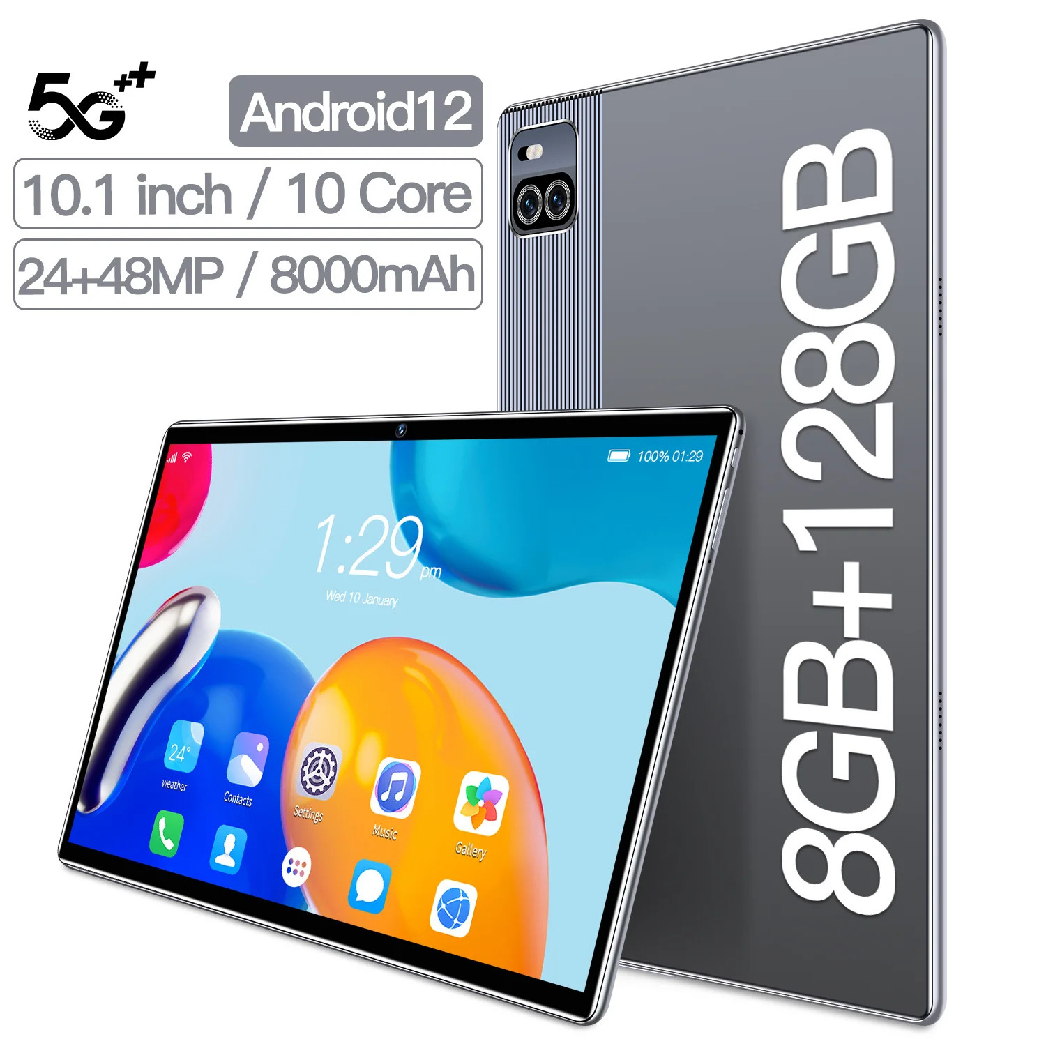 

10,1-дюймовый телефон, 8 ГБ + 128BG, Android 12, полный экран