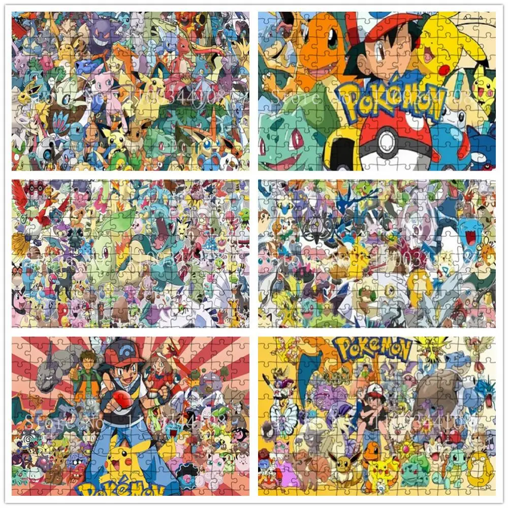 

Pokemon Pikachu Puzzles 1000 Pieces Anime Cartoon Educational Decompression Jigsaw Puzzles for Adults Kids Toys Family Game