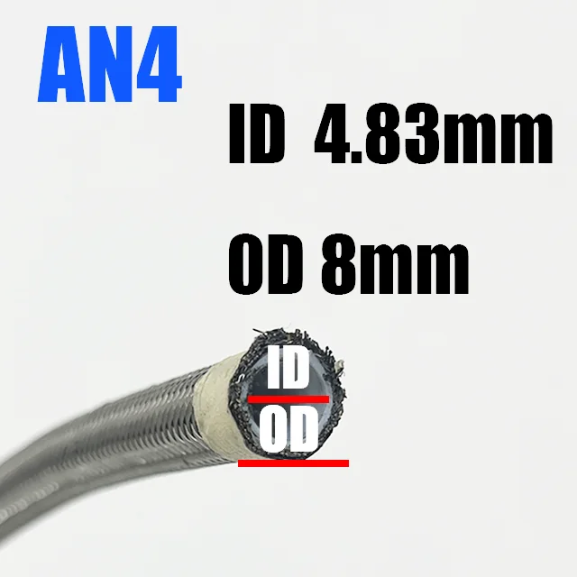 AN4 AN6 AN8 AN10 AN12 AN16 AN20PTFE Гоночный шланг из нержавеющей стали Плетеный тормозной шланг Топливо-масляная линия Автомобильный шланг Аксессуары Серебристый