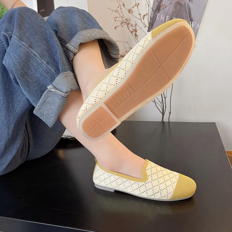 

Эспадрильи EOEODOIT женские, Повседневные вязаные кроссовки с круглым носком, плоская подошва, Лоскутная обувь, Мокасины, лето