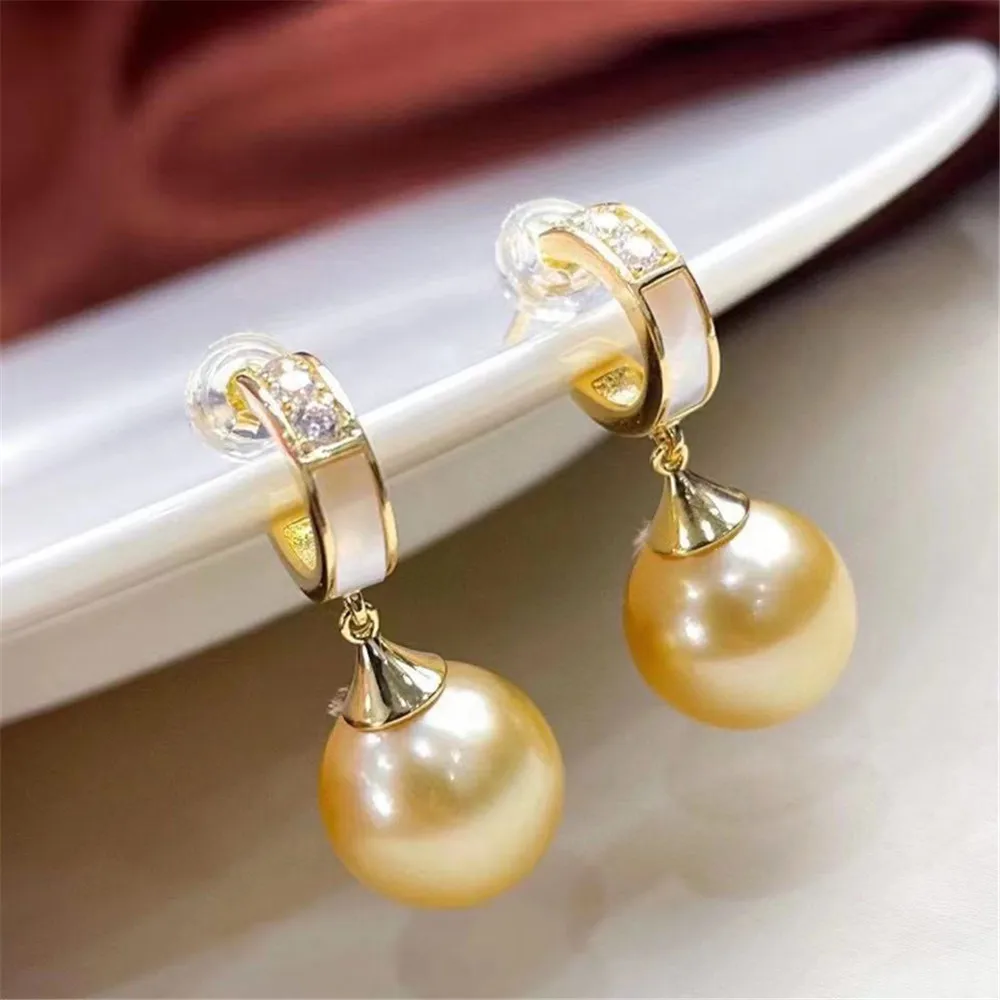 

DIY Pearl Earnail Accessories S925 Sterling Silver Jewelry Gold Earrings Women's Empty Fit 8-13mm Beads