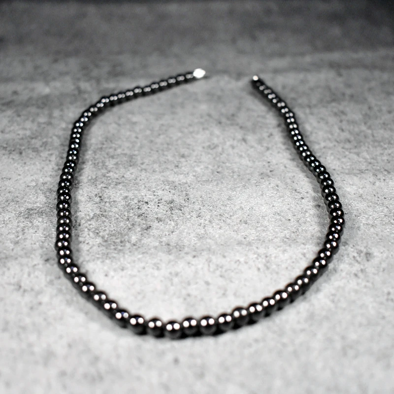 Ожерелья для магнитной терапии черные круглые бусы из гематита чокер цепь