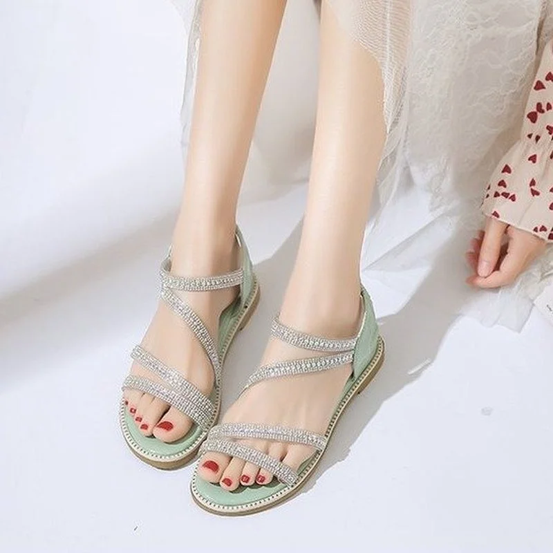 

Summer New Women Elegant Sandals Heels Slip on Shoes Crystal Sequins Chaussure Femme Casual Girl Wedges Platform Elastic Band