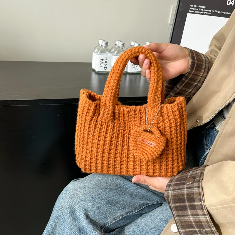 Модный дизайн маленькие сумки ручной работы из пряжи для женщин новинка зимы 2024