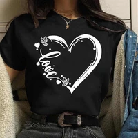 2022 new women t shirt butterfly love heart print short sleeve t shirt female harajuku casual graphic woman clothes ladies tops