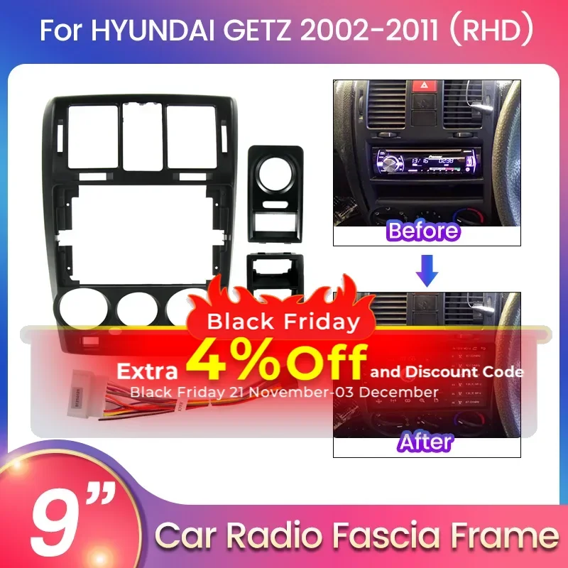 Для HYUNDAI GETZ 2002 2003 2004 2005-2011 RHD для автомобильной панели Android рамка Fascia