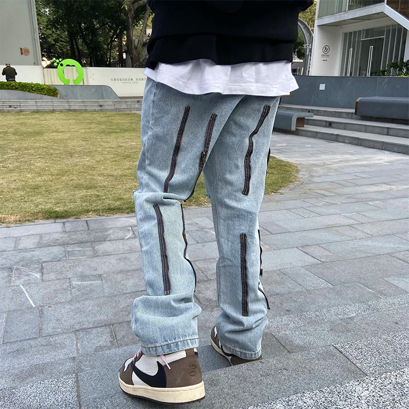 Men's Clothing Men's Jeans Loose Hip Hop High Street Hole Patchwork Design Y2k Street Style Streetwear Korean Fashion Clothing