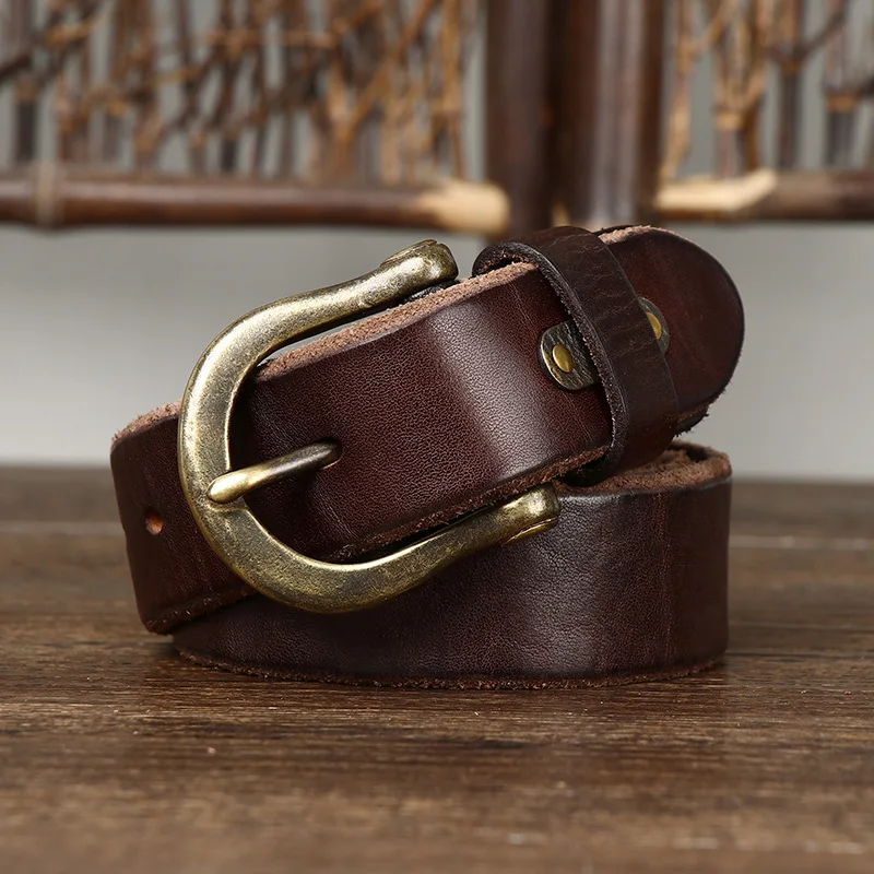 3.8CM Thick Cowhide Copper Buckle Genuine Leather Casual Jeans Thickening Belt Men High Quality Retro Luxury Male Strap Cintos