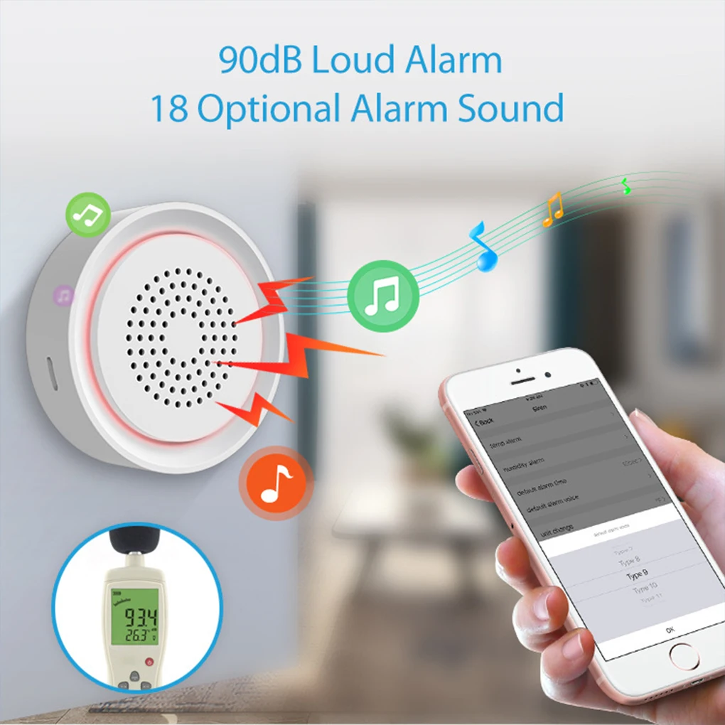 

Temperature Humidity Sensor WiFi 2.4GHz Wireless Remote Detector Battery Operated Linkage Connection Detection Alarm