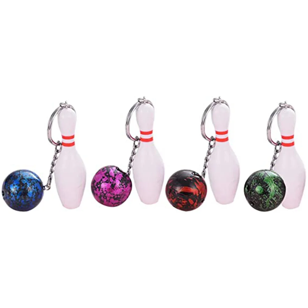 

4 Pcs Bowling Keychain Mini Keychains Ornaments Sports Themed Rings Pendant Creative Zinc Alloy Small Child