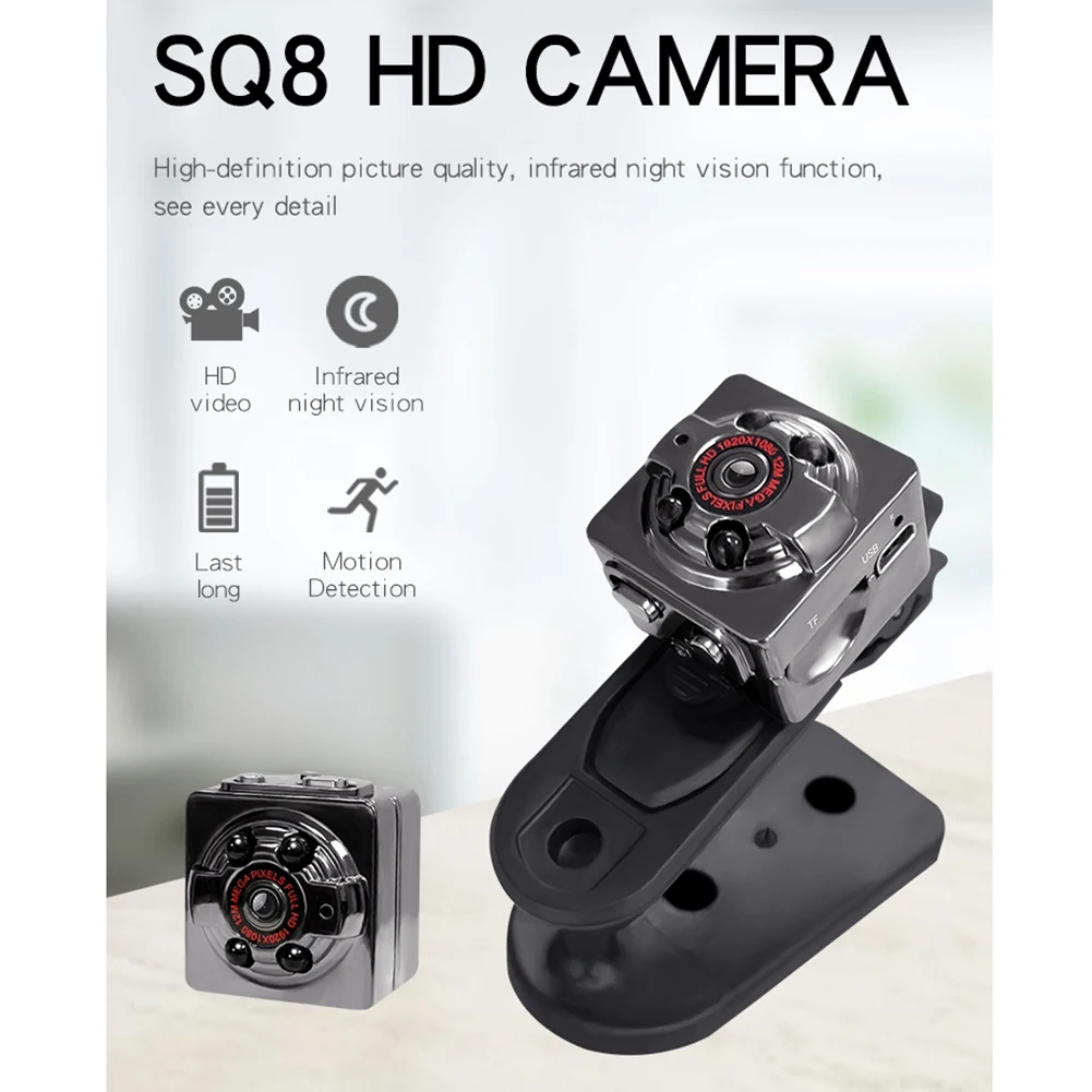 Маленький автомобильный видеорегистратор SQ8 HD с ИК-датчиком движения мини-камера