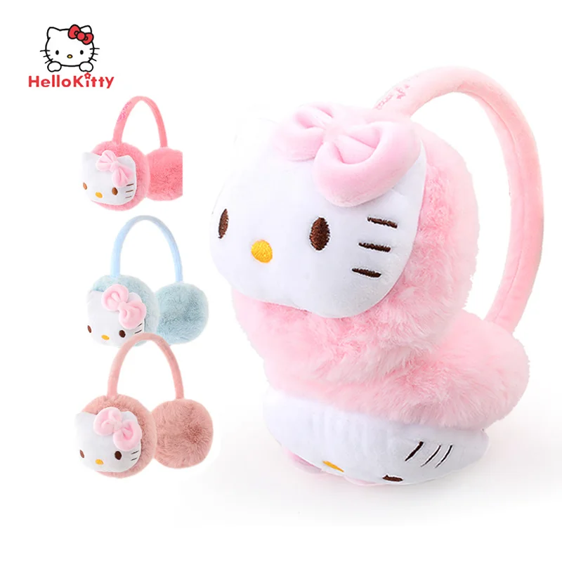 

Sanrioed Kawaii Hello Kittys Мультяшные детские наушники милые зимние утепленные теплые наушники для маленьких девочек