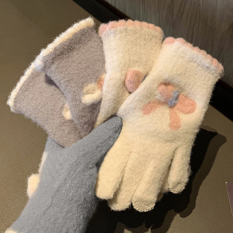 1 пара вязаных перчаток с сенсорным экраном шерстяные теплые перчатки пятью